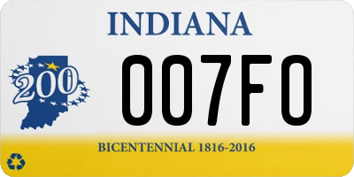 IN license plate 007FO