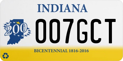 IN license plate 007GCT
