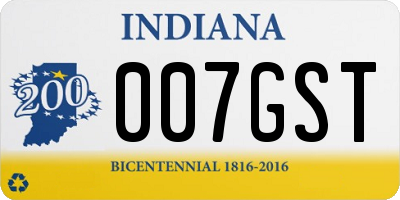 IN license plate 007GST