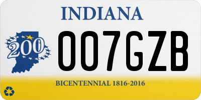 IN license plate 007GZB