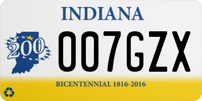 IN license plate 007GZX