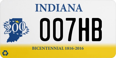 IN license plate 007HB