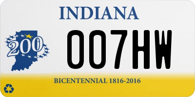 IN license plate 007HW