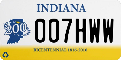 IN license plate 007HWW