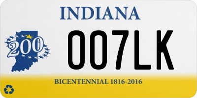 IN license plate 007LK