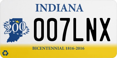 IN license plate 007LNX