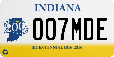 IN license plate 007MDE