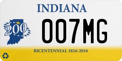 IN license plate 007MG