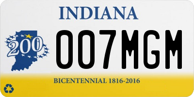 IN license plate 007MGM