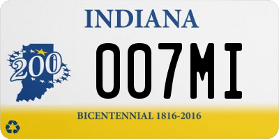 IN license plate 007MI