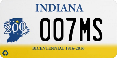 IN license plate 007MS