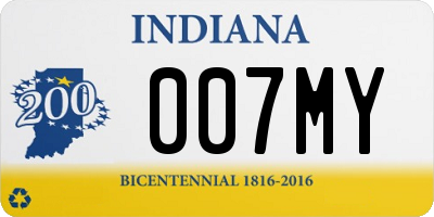 IN license plate 007MY