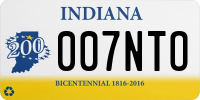 IN license plate 007NTO
