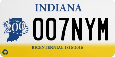 IN license plate 007NYM