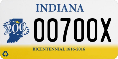 IN license plate 007OOX