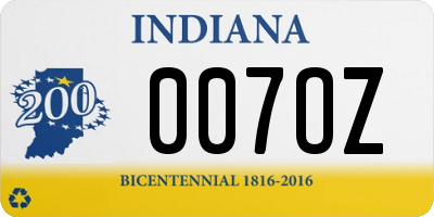 IN license plate 007OZ
