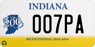 IN license plate 007PA