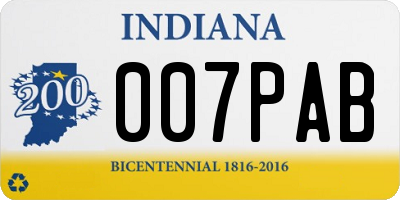IN license plate 007PAB