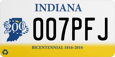 IN license plate 007PFJ