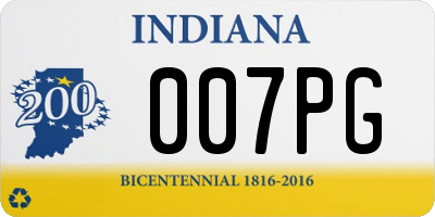 IN license plate 007PG