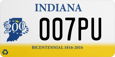 IN license plate 007PU