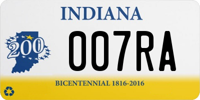 IN license plate 007RA