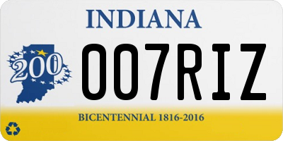IN license plate 007RIZ