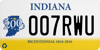 IN license plate 007RWU