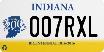 IN license plate 007RXL