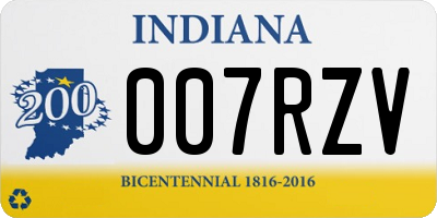 IN license plate 007RZV