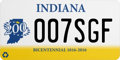 IN license plate 007SGF