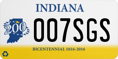 IN license plate 007SGS