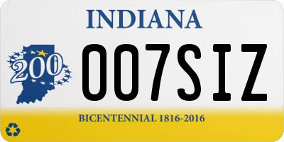 IN license plate 007SIZ