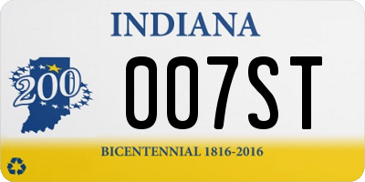 IN license plate 007ST