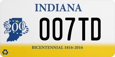 IN license plate 007TD