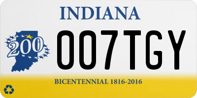 IN license plate 007TGY
