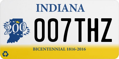 IN license plate 007THZ