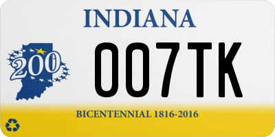 IN license plate 007TK