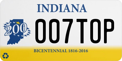 IN license plate 007TOP