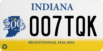 IN license plate 007TQK