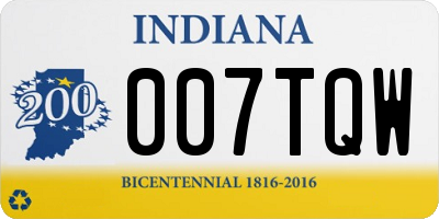 IN license plate 007TQW