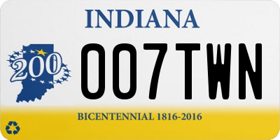 IN license plate 007TWN