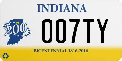 IN license plate 007TY