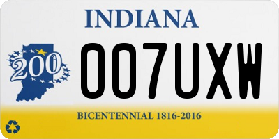 IN license plate 007UXW