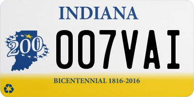 IN license plate 007VAI