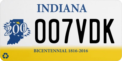 IN license plate 007VDK