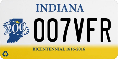 IN license plate 007VFR