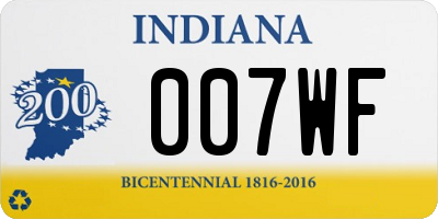 IN license plate 007WF