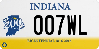 IN license plate 007WL