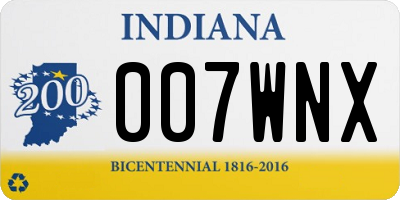 IN license plate 007WNX